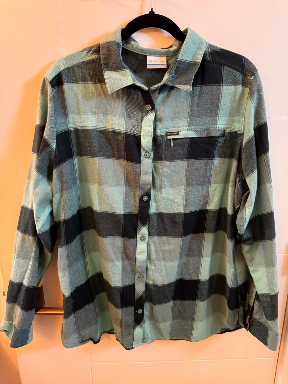 Columbia Womens 1X Plaid Flannel Trail Shirt